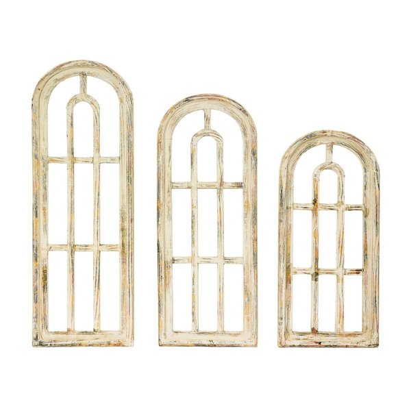 Rustic Arrow Round Wooden Window Set of Three Wall Decor 12453
